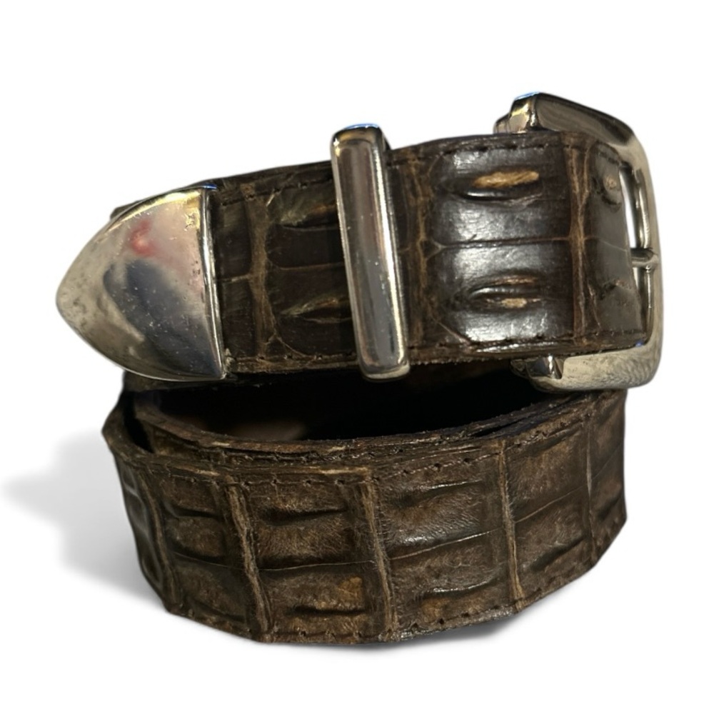 Alligator Print Brown Belt Made In Ecuador  33-35”